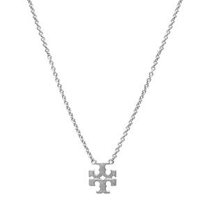 TORY BURCH • Classic Silver Logo Pendant Necklace